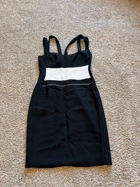 Narciso Rodriguez Black Dress with White Waist Panel